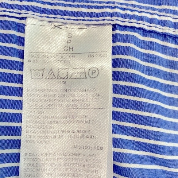 Old Navy blue striped slim fit button down shirt size small - Picture 7 of 8